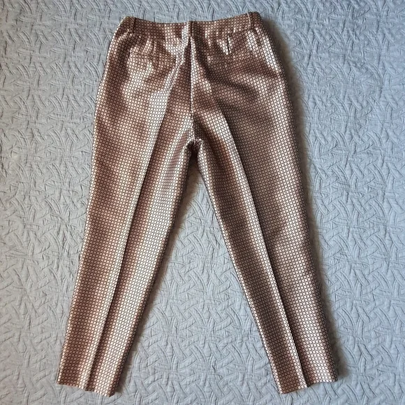 Kate Spade Lewitt Margaux Crop Satin Pants Pink Check Womens 6 Preppy - Picture 7 of 14